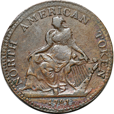 Three "Coinage Of The States" issues, One Atlee Imitation Halfpence and Two "PostConfederation" Private Token issues.