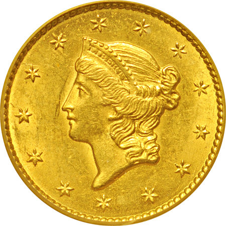 1849 Open Wreath (with L). PCGS MS-63.