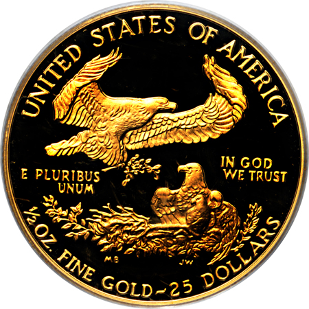 1988-P Half Ounce ($25) Gold Eagle. PCGS PF-69DCAM.