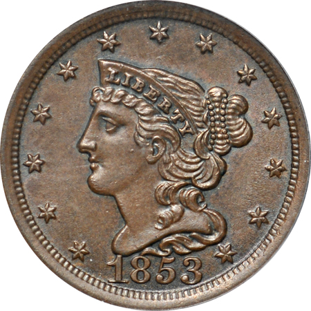 1853(C-1, R.1) PCGS MS-62BN.