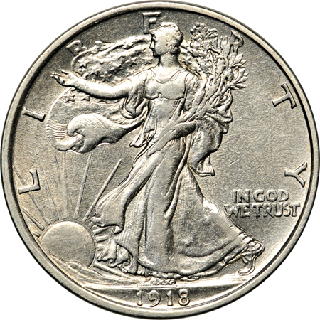 Eight collector date Walking Liberty half-dollars, mostly dipped in the XF to AU range.