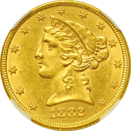 1882 NGC MS-61 and three other NGC certified gold type coins.