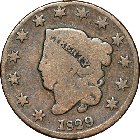 Twenty large-cents, plus an 1837-dated Hard Times token.