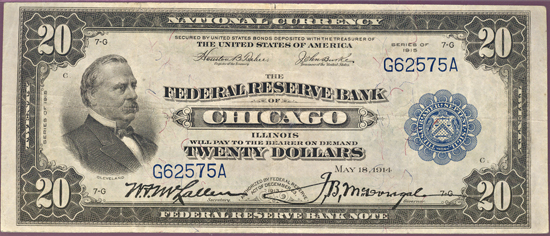 1915 $20.00.  PMG VF-25 (Rickey Collection).