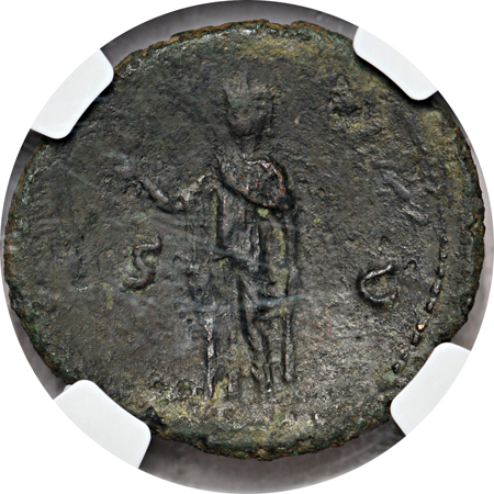 Roman Empire. Domitian (AD 81-96) Bronze AS.  NGC XF.