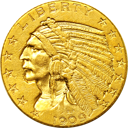 Seven Indian-head half-eagles.