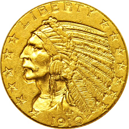 Seven Indian-head half-eagles.