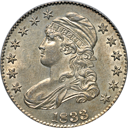 1833 (O-104, R.1) PCGS AU-58 (green label).