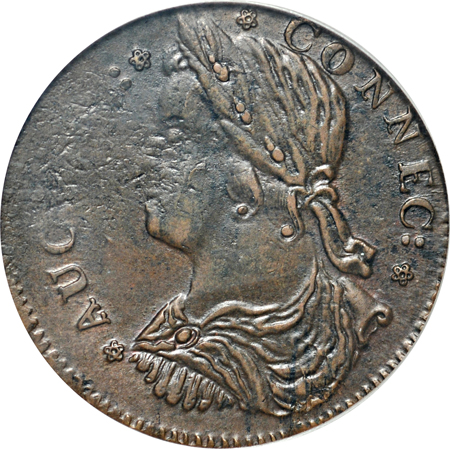 1787 Commecticut (DB Left, "ETLIR'.  PCGS AU-53.