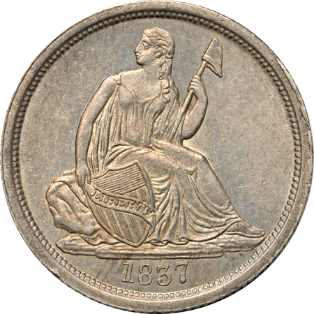 1837 Seated "large date" (Greer-102). AU.