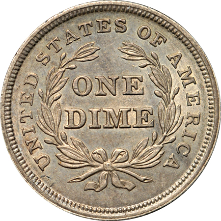 1837 Seated "large date" (Greer-102). AU.