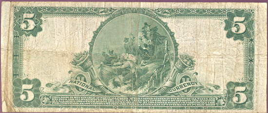 1902 $5.00. Gettysburg, PA Charter# 611 Blue Seal. F.