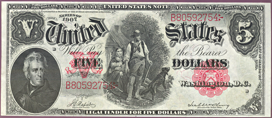 1907 $5.00.  CHCU.
