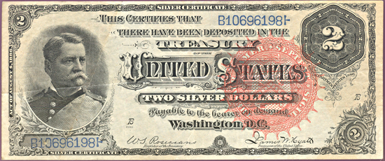 1886 $2.00.  VF.