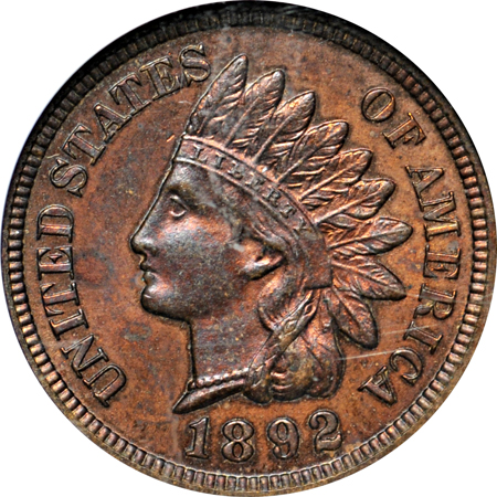 1889 and 1892 proof Indian-head cents, NGC "details only" problem holders.