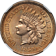 1859 cent (J-228). NGC MS-65.