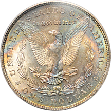 Four PCGS certified Morgan dollars (all ogh).