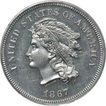 1867 five-cent (J-561). PCGS PF-64.