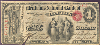 Original Series $1.00. Dayton, OH Charter# 1788 Rays. VG.