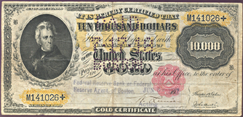 1900 Canceled $10,000.00.  VF.