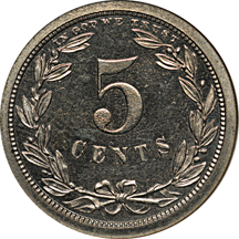 1868 five-cent pattern, (J-623, P-692, Low R.6), Plain Edge, Nickel. NGC PF-65 CAC.