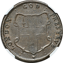 Undated (C. 1694) London Elephant Token (Breen 186) Thick Planchet/God Preserve London. NGC AU-55 BN.