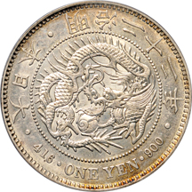 Japan. 1889 Meiji 22, 1 Yen (KM-YA25.3). PCGS AU-55.