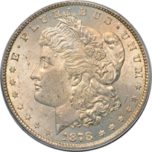 Ten Morgan Dollars.  PCGS MS-64 (green label).