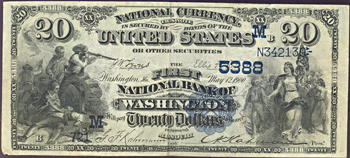 1882 $20.00. Washington, MO Charter# 5388 Date Back. VF.