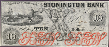 $10 State of Connecticut, The Stonington Bank, Obsolete.  CHCU.