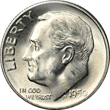 Complete set of Roosevelt dimes, including proof-only issues, in a Harco Coinmaster album.