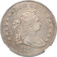 1798 Point 9 Close Date/Arc Stars/Five Berries (B-9, BB-121, R.4). NGC XF Details/improperly cleaned.