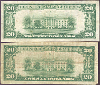 Two small size $20 Illinois National Bank Notes.