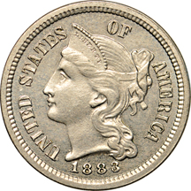 Five three-cent nickels.