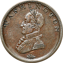 1795 Washington Grate Token VF and Undated (1815-182) Washington Double Head Cent VF.