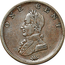 1795 Washington Grate Token VF and Undated (1815-182) Washington Double Head Cent VF.