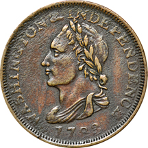 1783 Washington Unity States Cent VF, 1783 Washington Small Military Bust Cent VF and Undated (1790 - 1810) Washington Success Token, Large Size, VG..