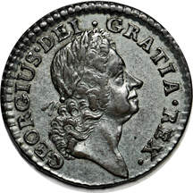 1723 Hibernia Farthing (silvered) VF and 1724 Hibernia Halfpenny F.