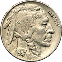 1937-D 3 Legged. AU, obverse scratch.