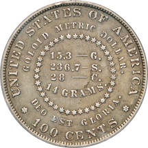 1879 $1 Goloid Metric Dollar, (J-1626, P-1822, R.4). PCGS PF-40.