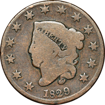 Twenty large-cents, plus an 1837-dated Hard Times token.