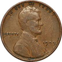 Eighty-eight 1909 VDB Lincoln Weat cents.