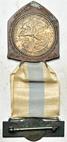 1918 Illinois Centennial Official's Badge with Illinois Commemorative Half Dollar. AU.