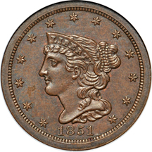 1851 (B-1, C-1, R.1) NGC MS-65 BN.