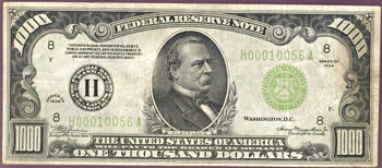 1934 $1,000.00 St. Louis.  VF.