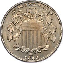 1883 PCGS PF-64 (rattler).