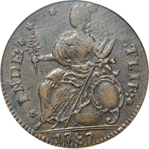 1787 Commecticut (DB Left, "ETLIR'.  PCGS AU-53.