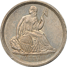 1837 Seated "large date" (Greer-102). AU.