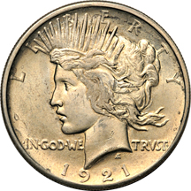 1921 MS-60/obverse damage.