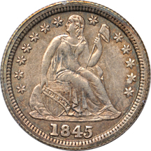 1845 PCGS MS-63 (rattler).